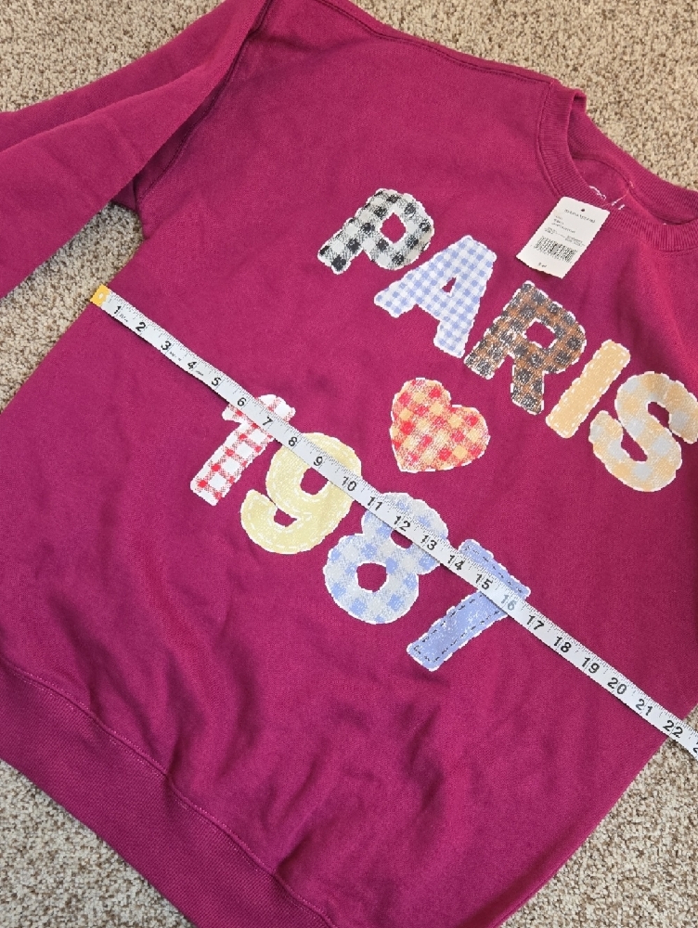Paris 1987 Applique Sweatshirt - Magenta - Picture 2 of 4